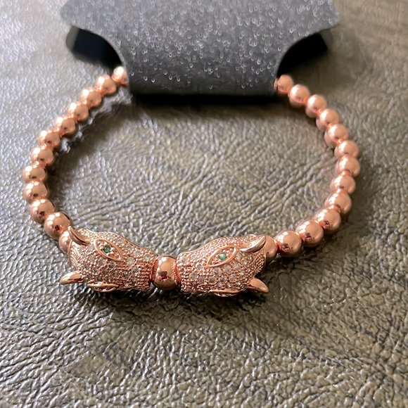 NWT Animal Head Rose Gold Beads Bracelet - Picture 1 of 2